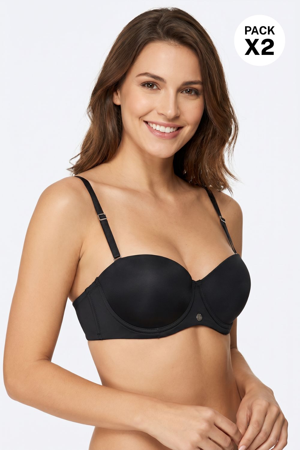 Brasier strapless en microfibra paquete x2